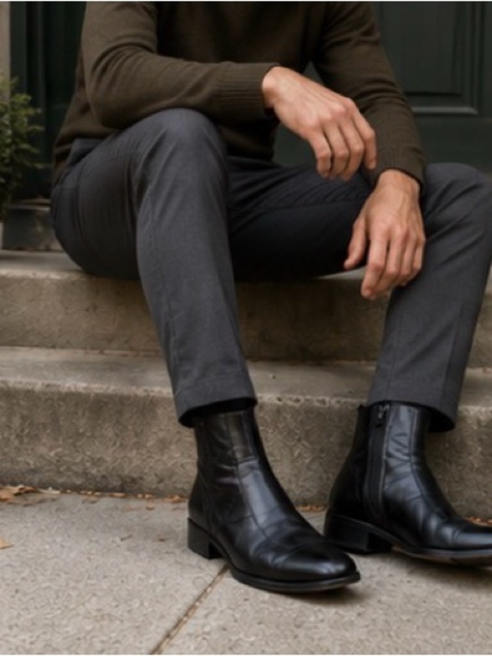 Florsheim Duke Men’s 9.5 D Black Leather Side Zip Dress Boots